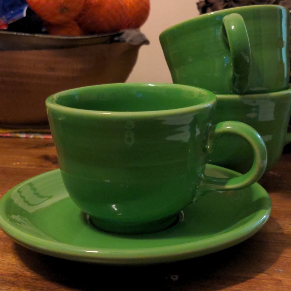 Fiestaware 3 cups, 1 saucer